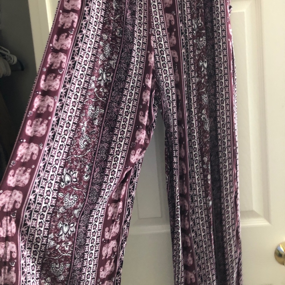 Purple Patterned Parachute Pants